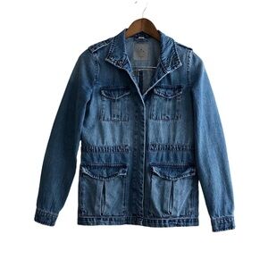 Vero Moda Snap Button Down Casual Long Sleeve Denim Jean Jacket Coat Blue